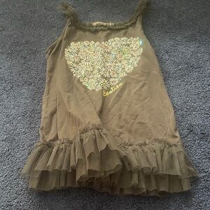 Tank top with Floral Heart and ruffles